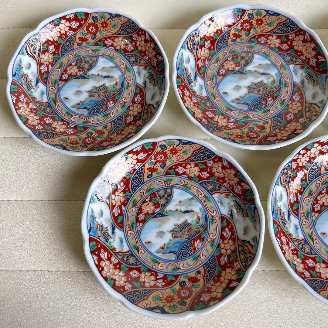 三洋陶器　龍峰窯　金彩古伊万里　小皿揃　5枚セット　金彩　染錦　銘々皿　色絵
