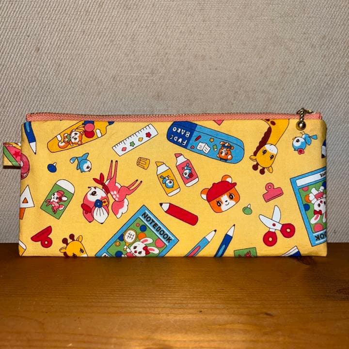 ★222★文房具柄〈黄〉ペンケース☆ハンドメイド