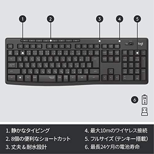 ロジクール ワイヤレスキーボード K295GP 静音 耐水 キーボード 無線po