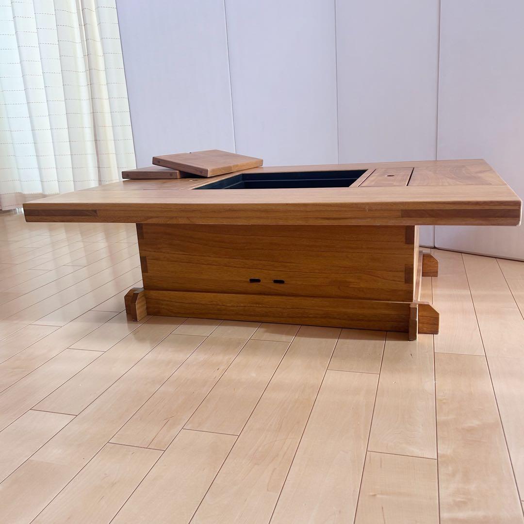 囲炉裏テーブル　座卓　ガスコンロ　電気コンロ　無垢材センターテーブルローテーブル