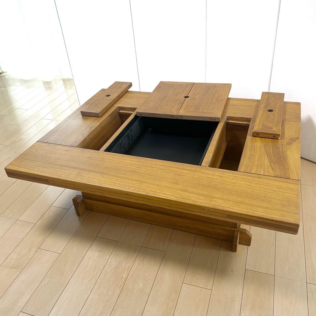 囲炉裏テーブル　座卓　ガスコンロ　電気コンロ　無垢材センターテーブルローテーブル