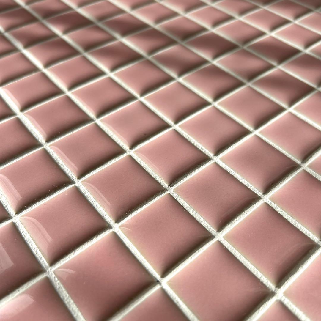 25角タイル サイドテーブル ピンク 36cm