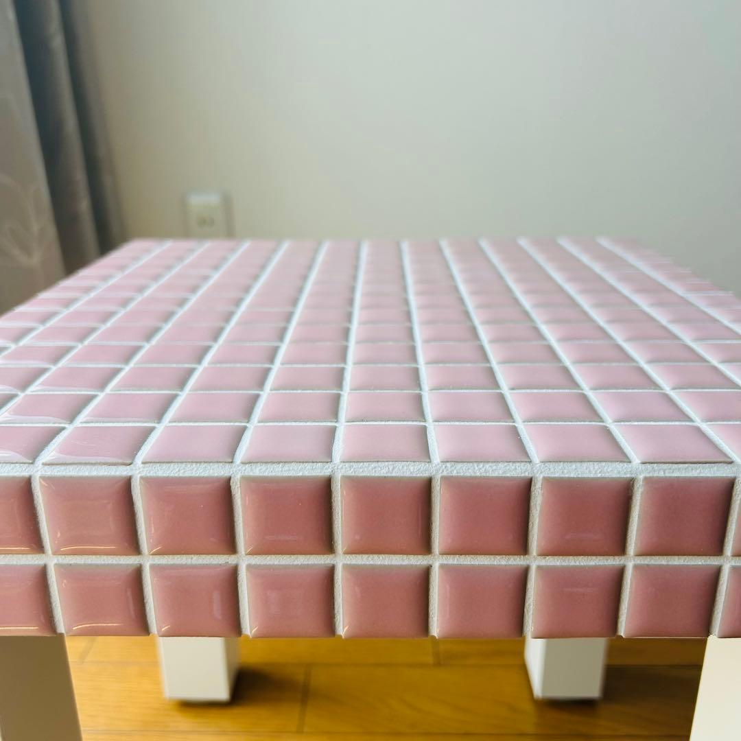 25角タイル サイドテーブル ピンク 36cm