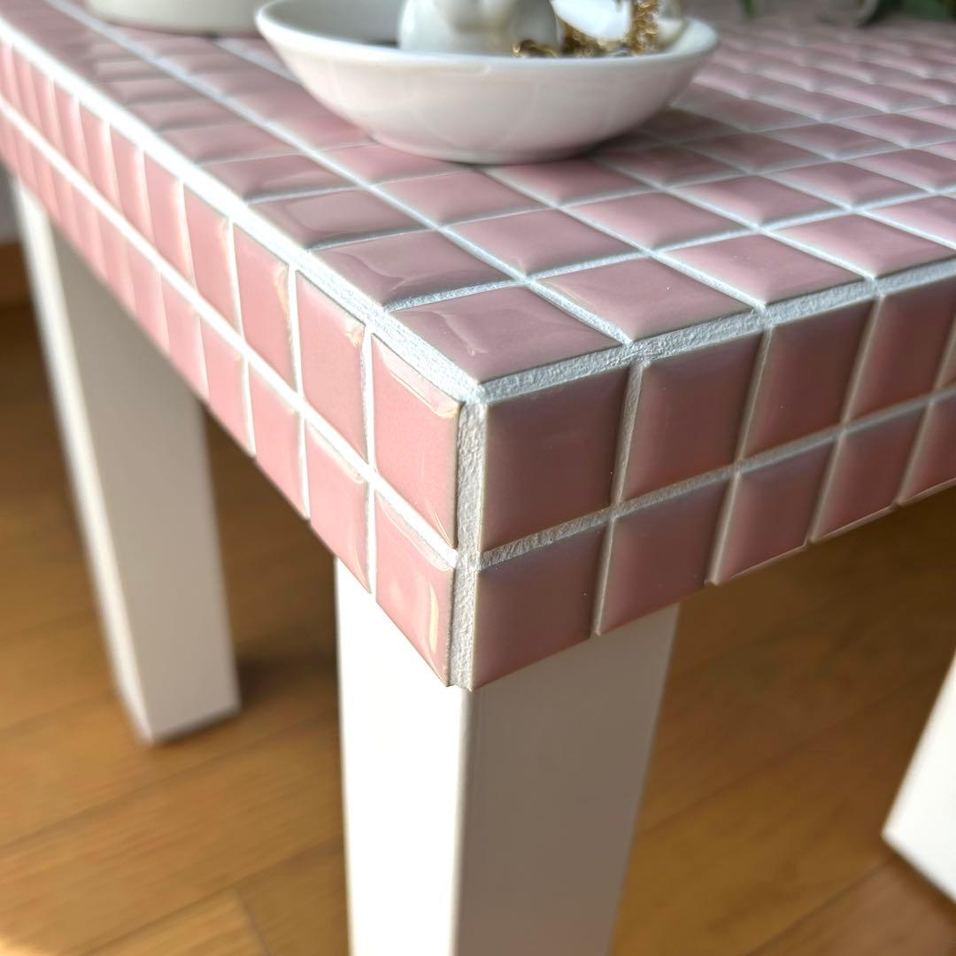 25角タイル サイドテーブル ピンク 36cm