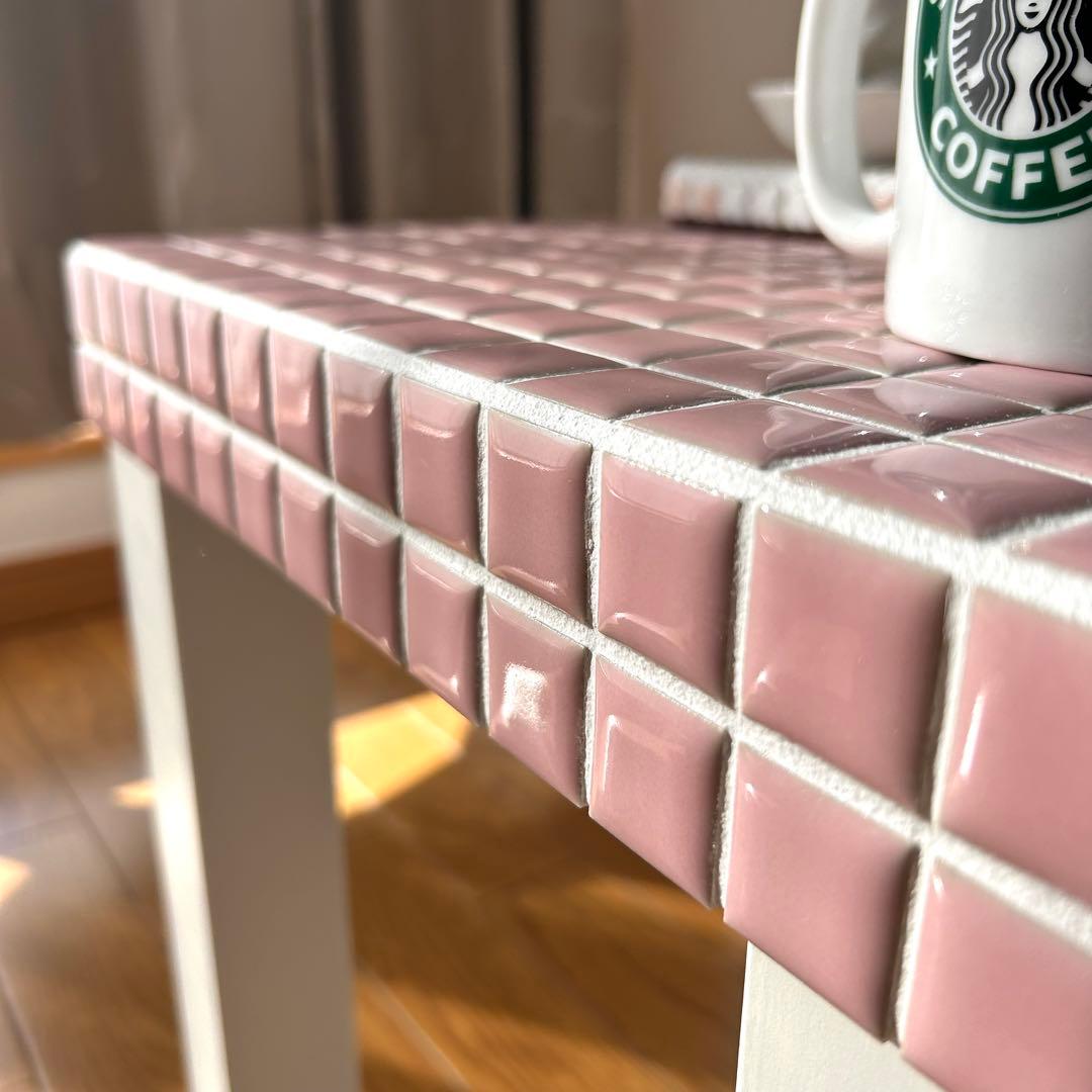 25角タイル サイドテーブル ピンク 36cm