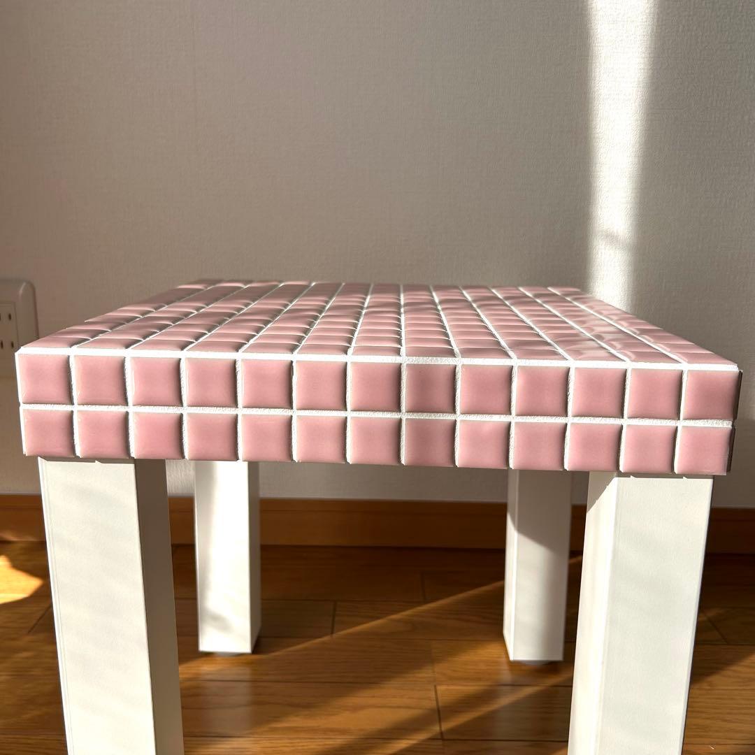 25角タイル サイドテーブル ピンク 36cm