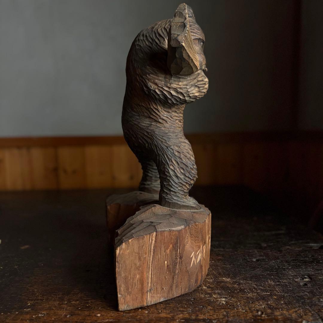 スズキ作　【木彫熊】h44cm立ち姿立ち熊