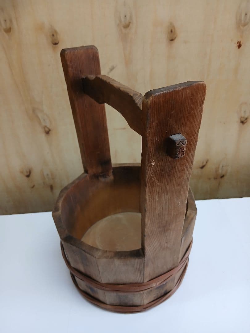 木製持ち手付きバスケット