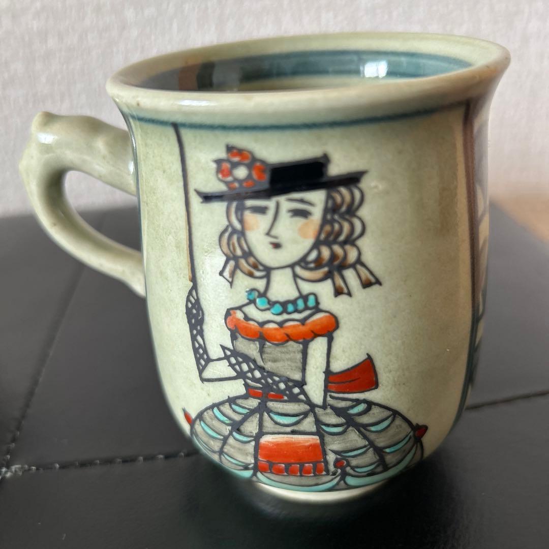 有田焼 古伊万里様式 南蛮人図柄 マグカップ　2客セット