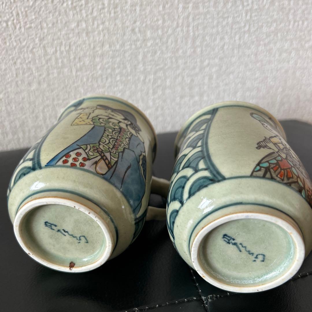 有田焼 古伊万里様式 南蛮人図柄 マグカップ　2客セット