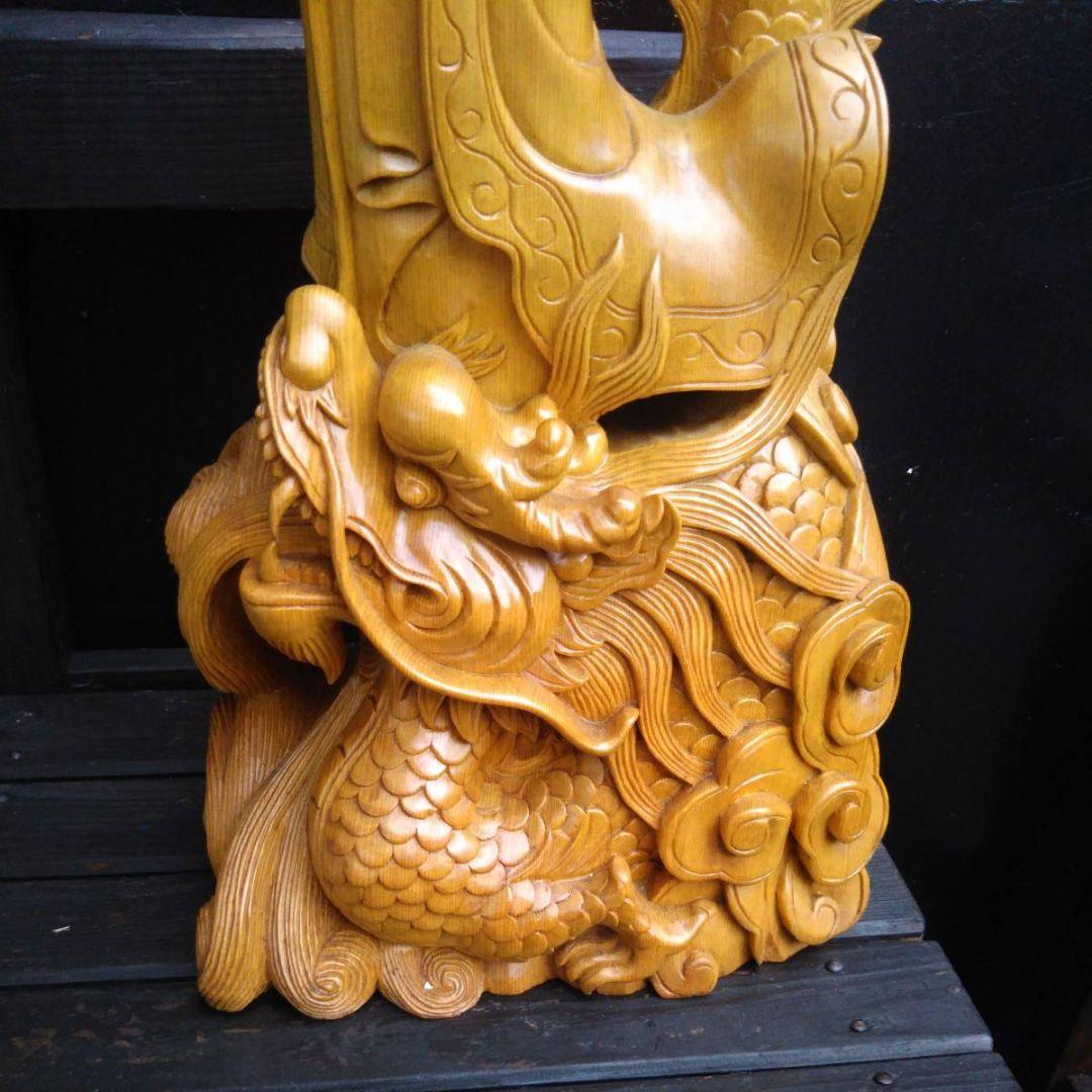 古美術品　木彫り仏昇り龍　縁起物　辰年　開運　置物オブジェ