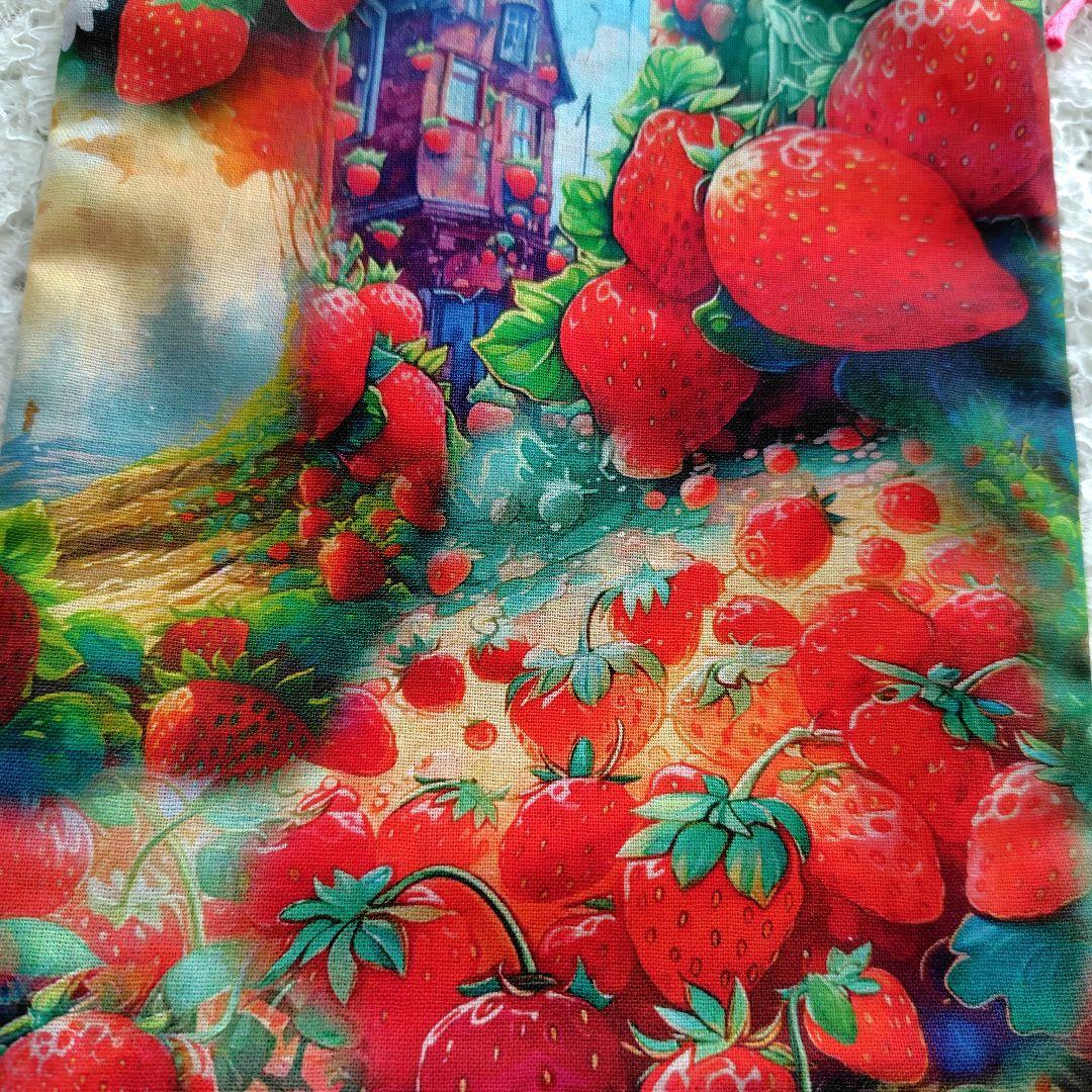 《確認用》パネル 苺姫 巾着袋 約25×16cm