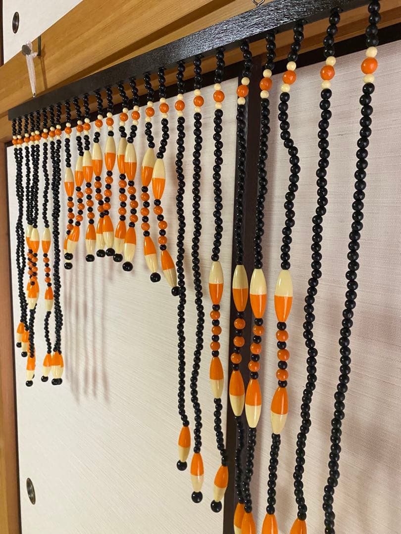 玉のれん　ジャラジャラ　玉すだれ　　昭和レトロポップ　ビンテージ　オレンジ