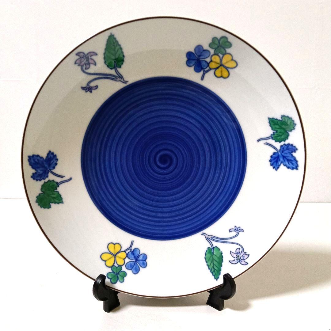 未使用 美品 深川製磁 百年庵 大皿 28cm 豆彩草葉 宮内庁御用達 高級