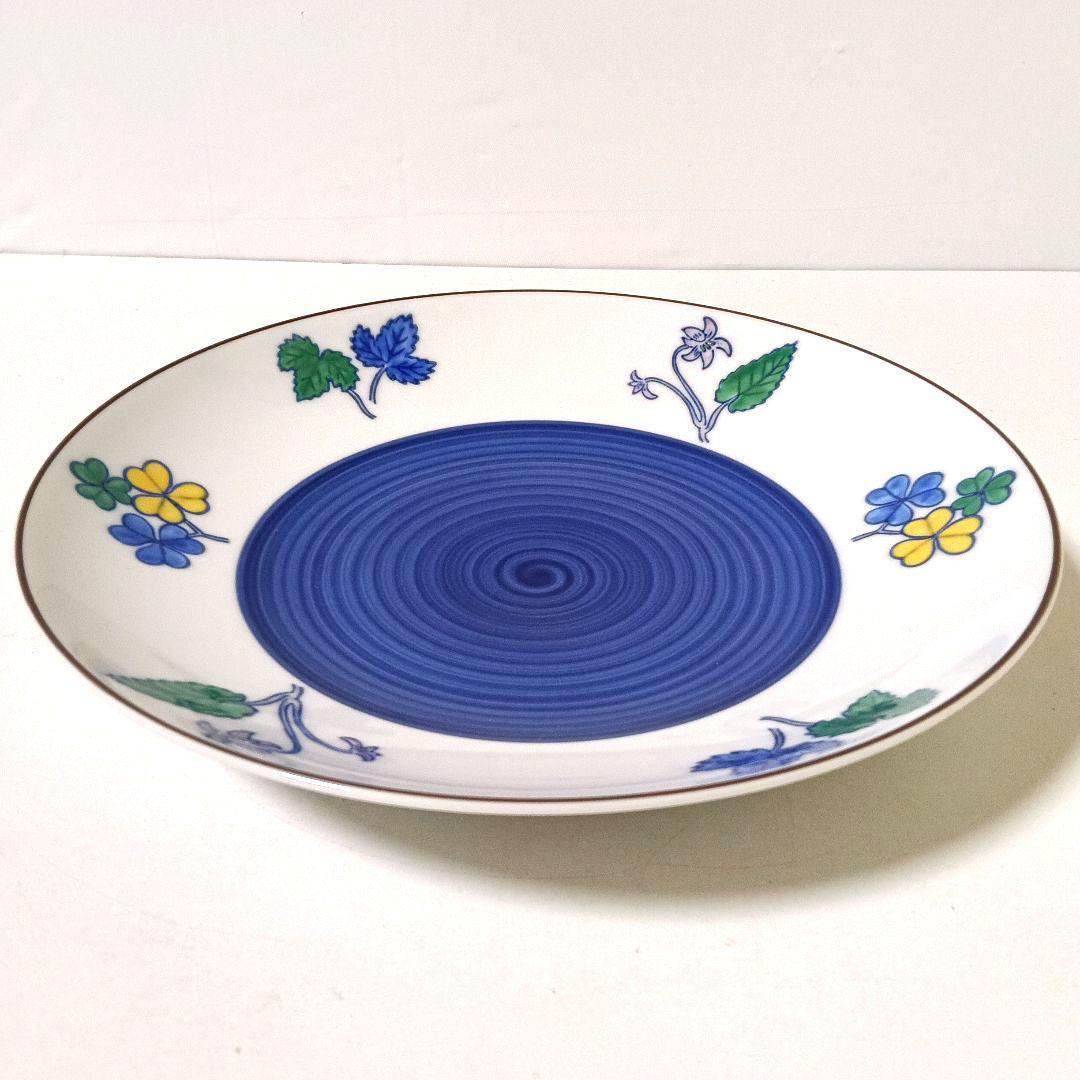 未使用 美品 深川製磁 百年庵 大皿 28cm 豆彩草葉 宮内庁御用達 高級