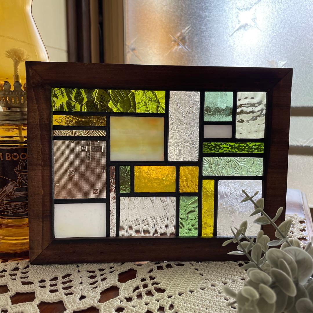 ステンドグラス　パネル　モザイクアート　ミモザ