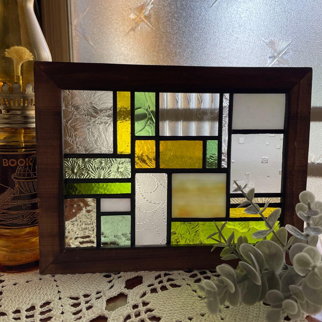 ステンドグラス　パネル　モザイクアート　ミモザ