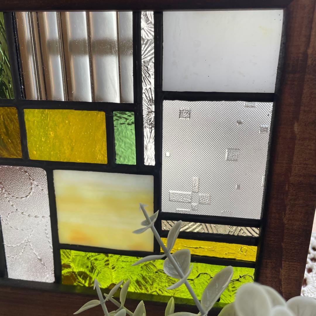 ステンドグラス　パネル　モザイクアート　ミモザ