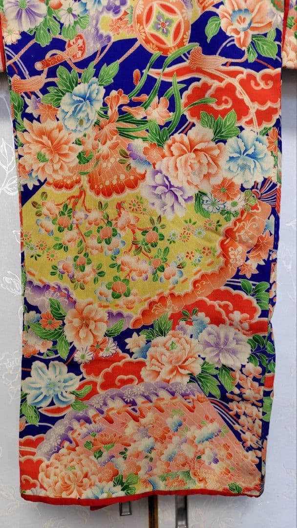 RK381アンティーク子供着物江戸縮緬着丈81センチ裄丈38センチ貴重な着物綺麗