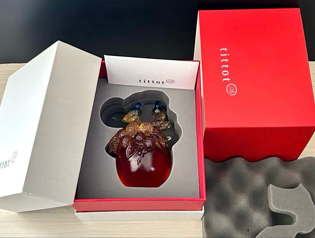 ※元箱付属未使用保管品　琉園 Tittot クリスタルガラス バード 置物