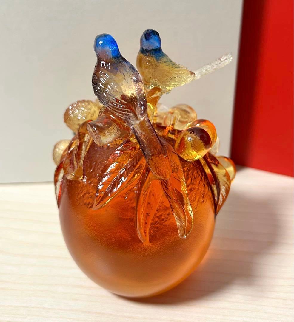 ※元箱付属未使用保管品　琉園 Tittot クリスタルガラス バード 置物