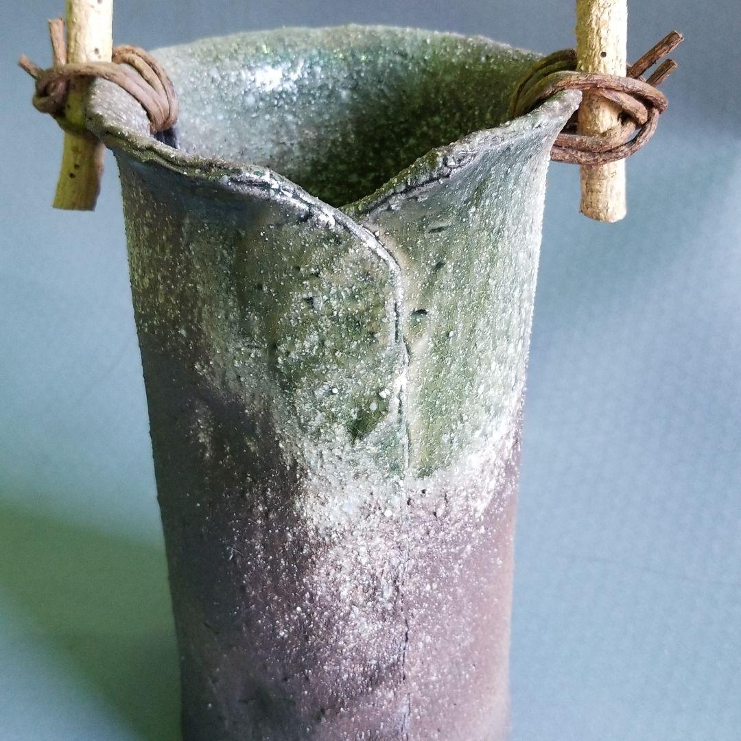 信楽焼 花入れ セット販売 高さ大２７cm小１４cm陶器の寸法でつるは含みません