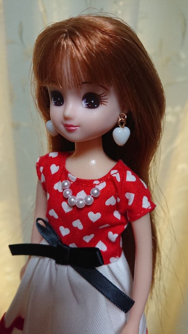 N183 リカちゃん ネックレス ピアス 5点セット ハンドメイド ピンク 花