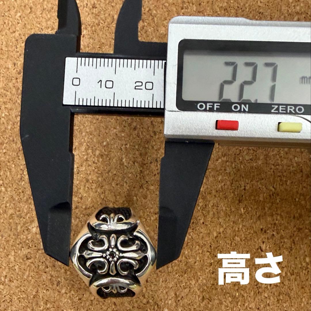 【リング】シルバー925 刻印あり スティングレイ入り(開運) 十字架 タイ産