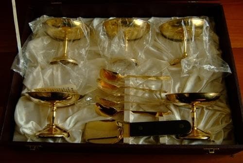 懸賞品★レディーボーデン・アイスクリーム・食器セット・24金メッキ・中古