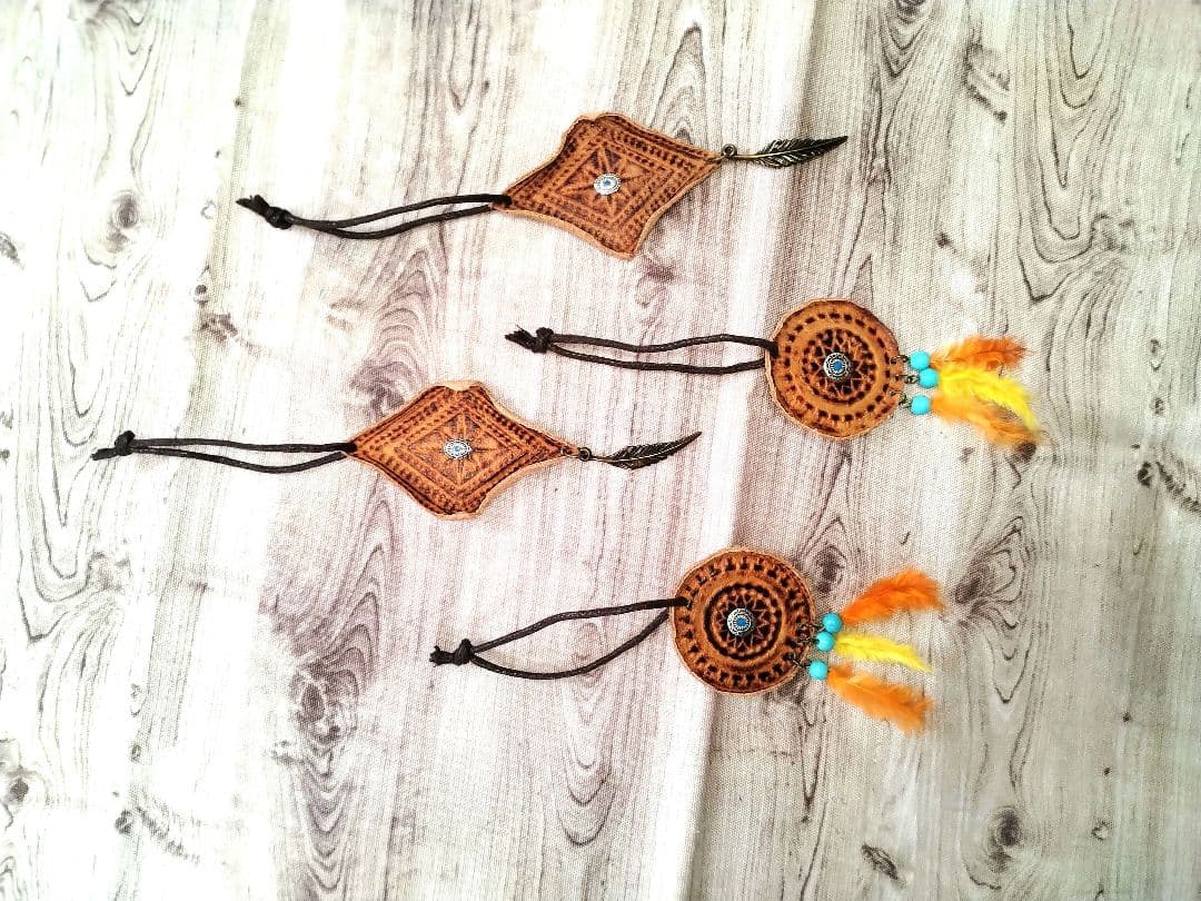 KMG様　確認用　アジアン　エスニック風　オリジナルデザイン革タグ４枚セット