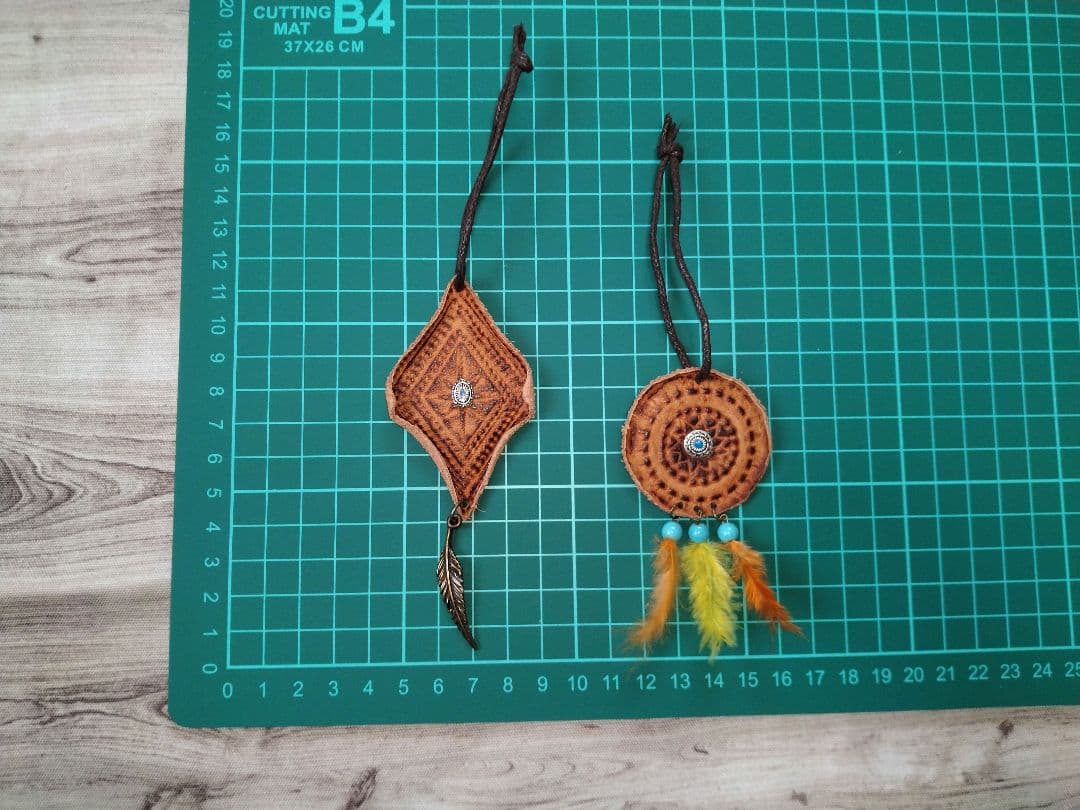 KMG様　確認用　アジアン　エスニック風　オリジナルデザイン革タグ４枚セット