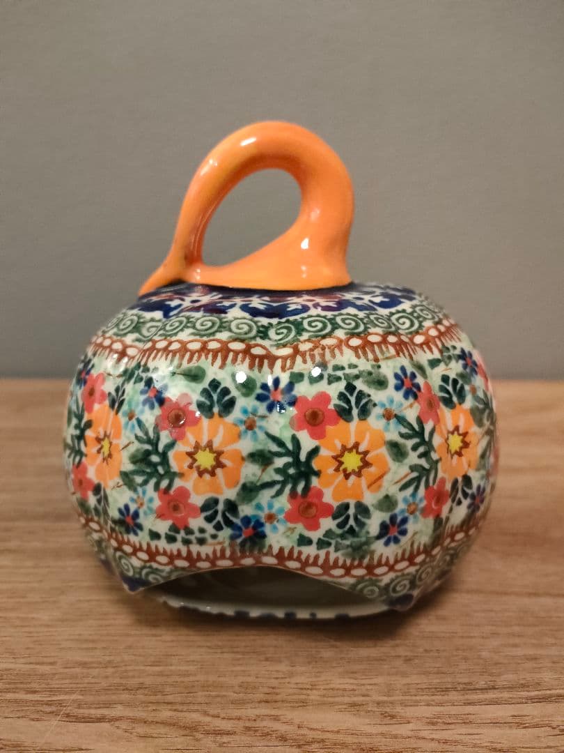 ポーリッシュポタリー　パンプキン　キャンドルホルダー　かぼちゃ　置物　ハロウィン