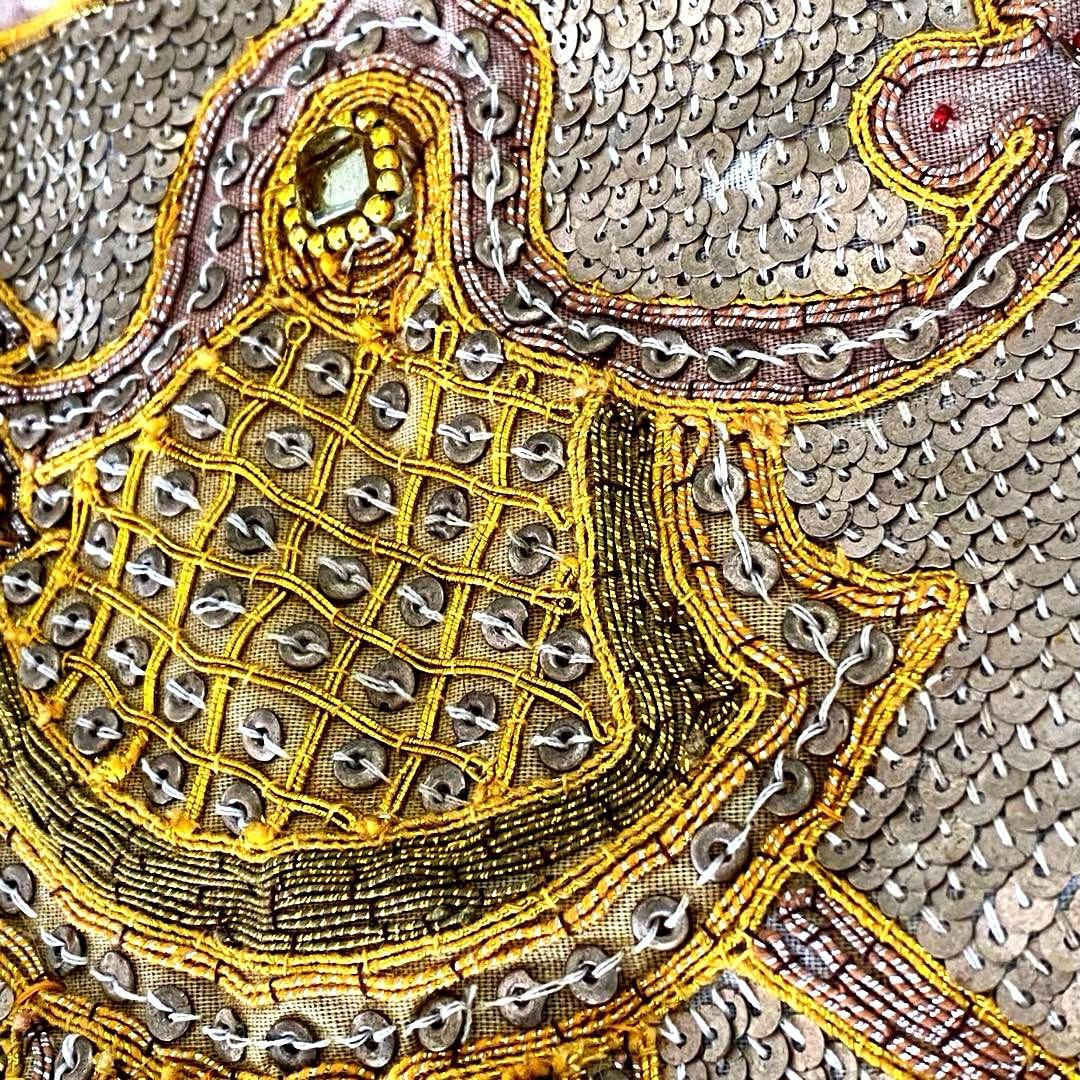 金運最強 金色の象 豪華刺繍 壁飾り 大型130cm タイ工房 アート