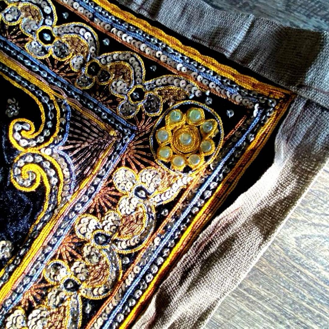 金運最強 金色の象 豪華刺繍 壁飾り 大型130cm タイ工房 アート