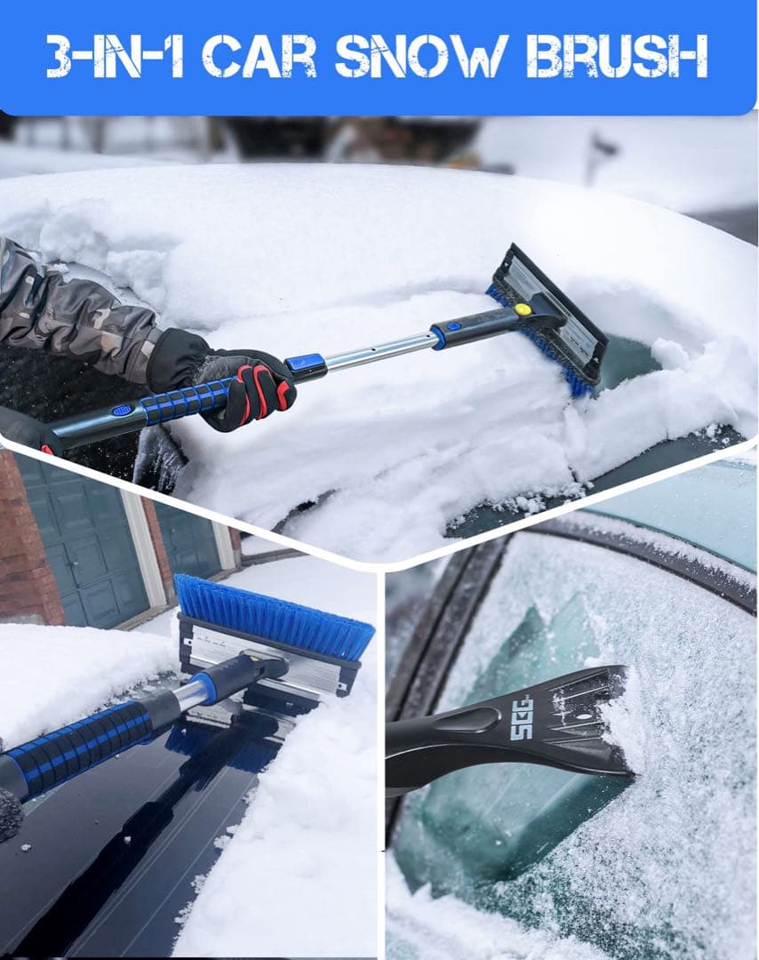 スノーブラシ 車用 除雪 雪かき スキージ アイススクレーパー 雪対策