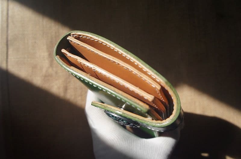 セール　送料無料　ルガトショルダーのバイカーズウォレット【パロットグリーン】