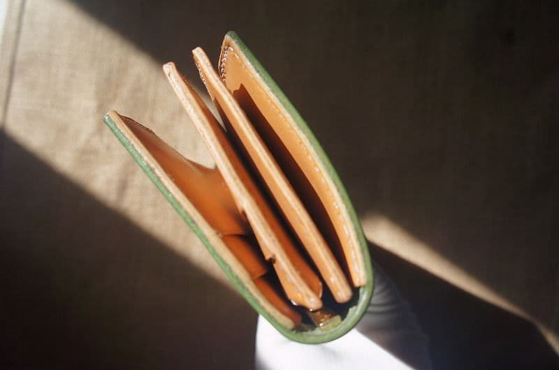 セール　送料無料　ルガトショルダーのバイカーズウォレット【パロットグリーン】