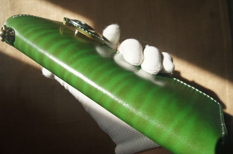 セール　送料無料　ルガトショルダーのバイカーズウォレット【パロットグリーン】