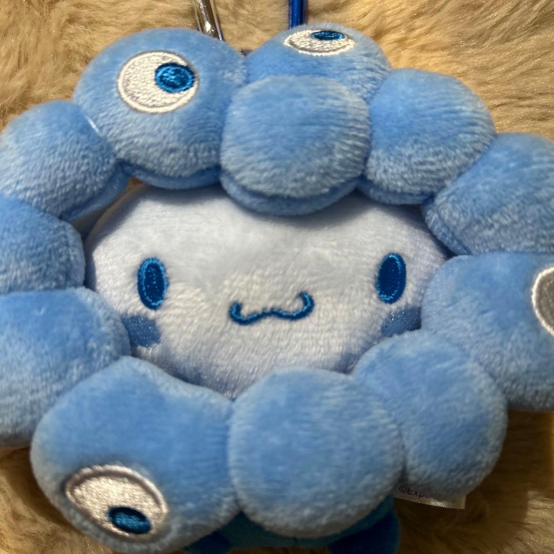 【シナモロール 】ミャクミャク推しカラーぬいぐるみ水色 BCカラビナ付きサンリオ