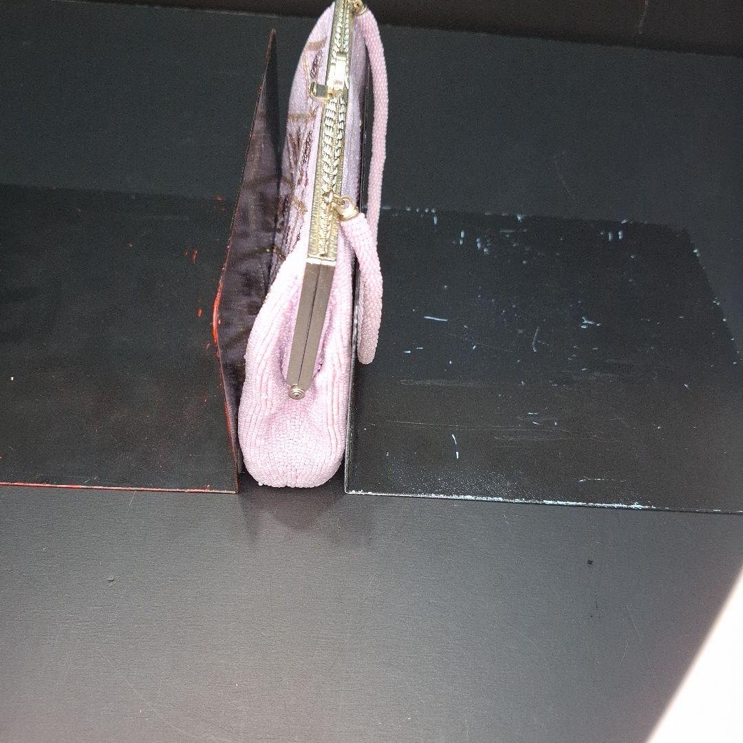 昭和レトロ　【未使用品】　総ビーズバッグ&手鏡付き