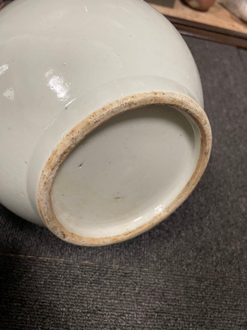 中国美術　白地紅彩　魚図　天球瓶　古陶磁器　花瓶 JX2119