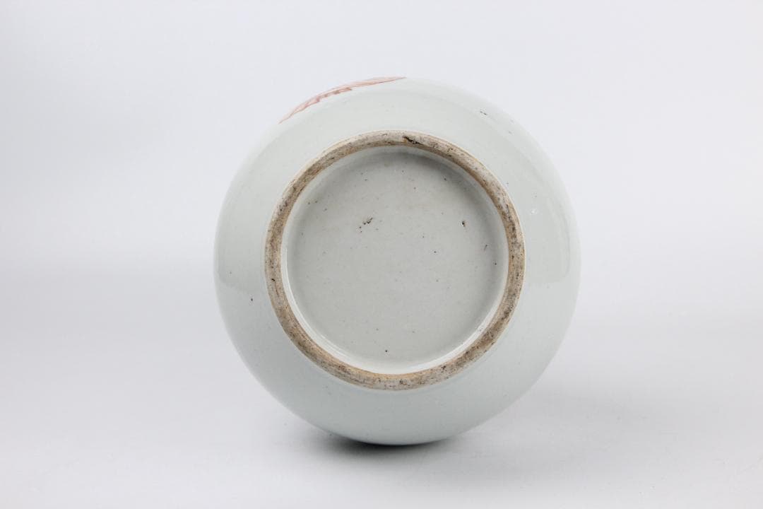 中国美術　白地紅彩　魚図　天球瓶　古陶磁器　花瓶 JX2119