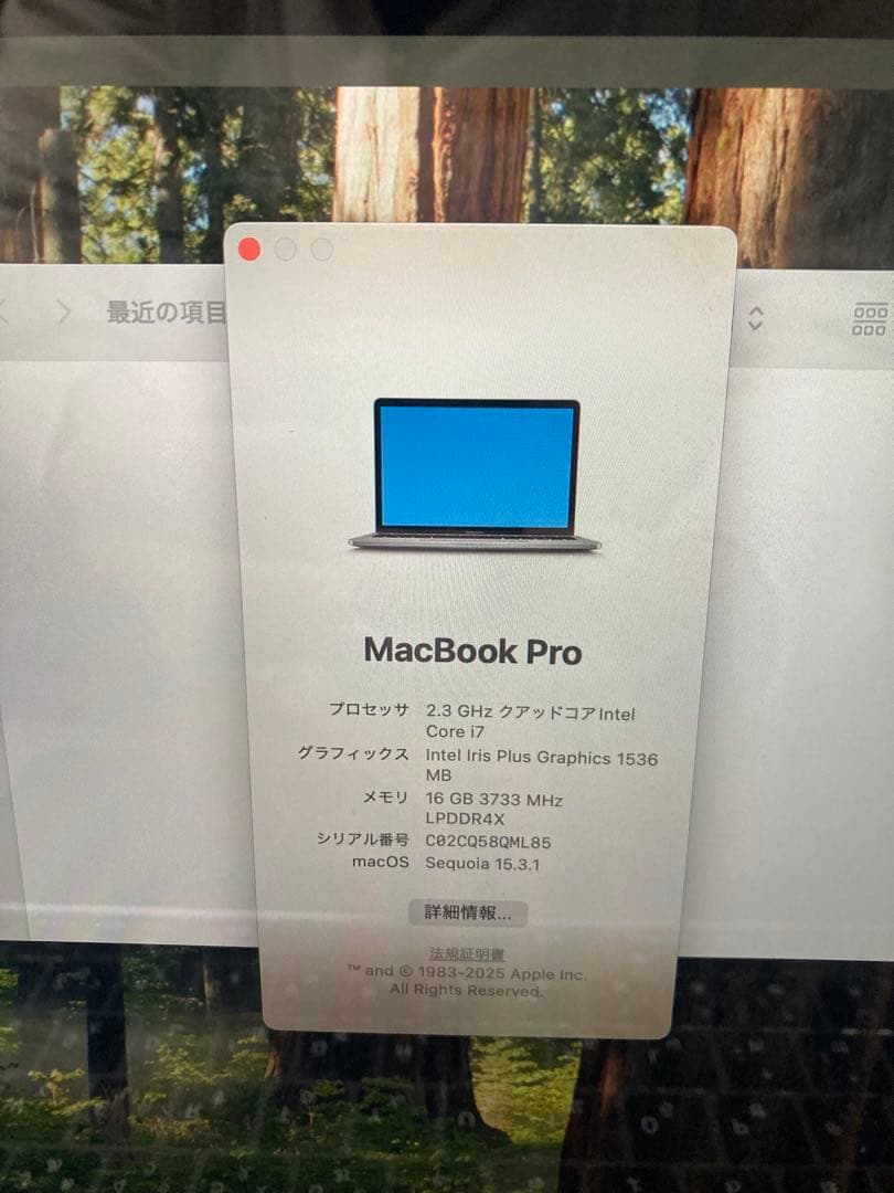 MacBook Pro 13インチ (2020) Intel Core i7