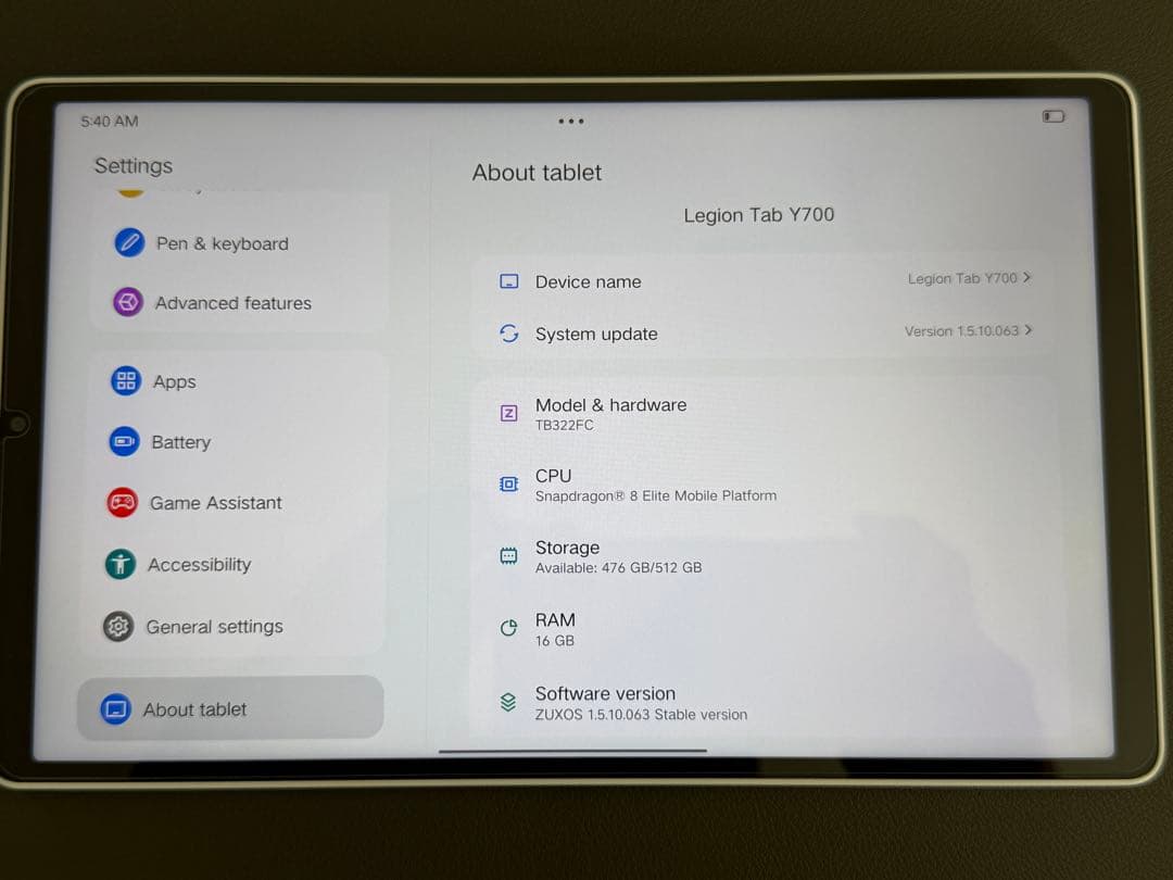 Lenovo Legion Y700 gen4 本体 ホワイト