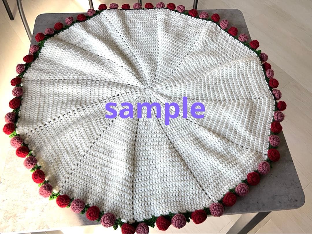 【オーダー受付】手編みのバラのブーケブランケット