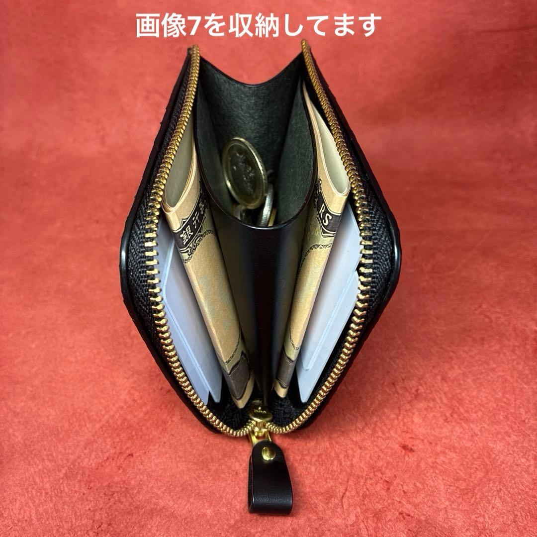 L字ファスナー革財布　ハーフサイズ財布　ミニ財布　パイソン　蛇革　黒　ブラック