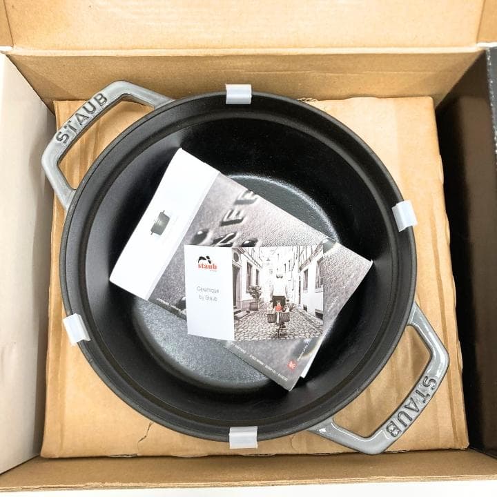 【N】ストウブ STAUB ミナペルホネン ココットラウンド20 グレー 未使用