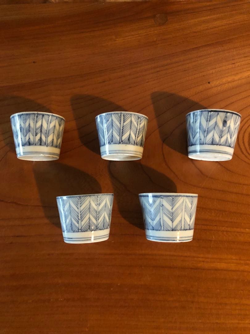 古伊万里矢羽根文そば猪口5客