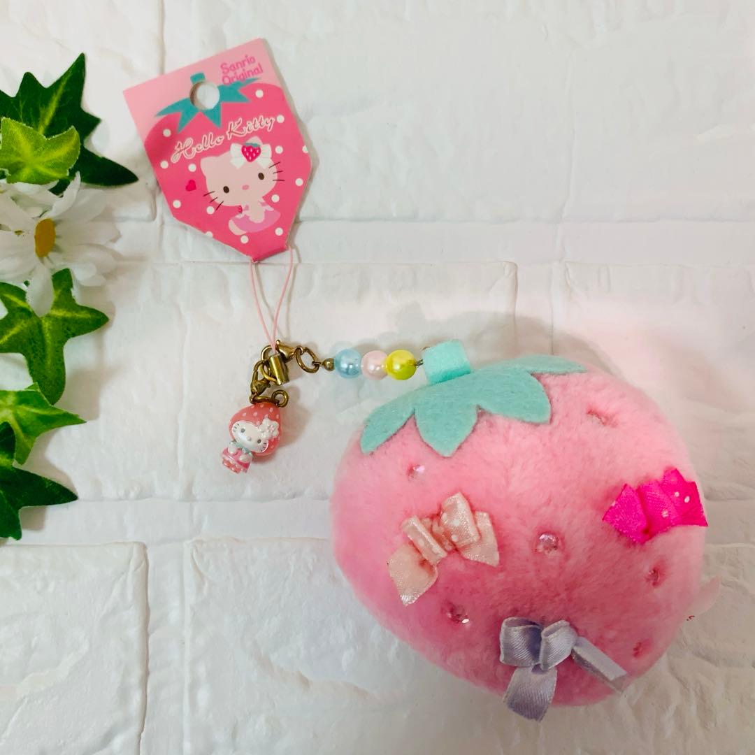 ☆激レア☆ ハローキティ　いちごBIGマスコット ストラップ　ピンクバージョン