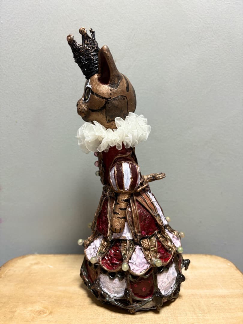 機械猫02 貴婦人猫オブジェ【ハンドメイド